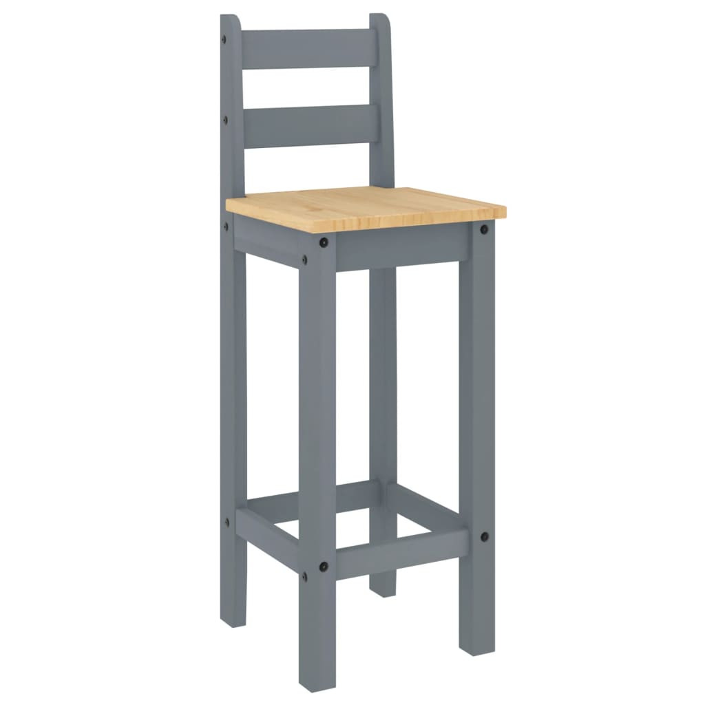 Bar Chairs 2 pcs Grey Solid Wood Pine