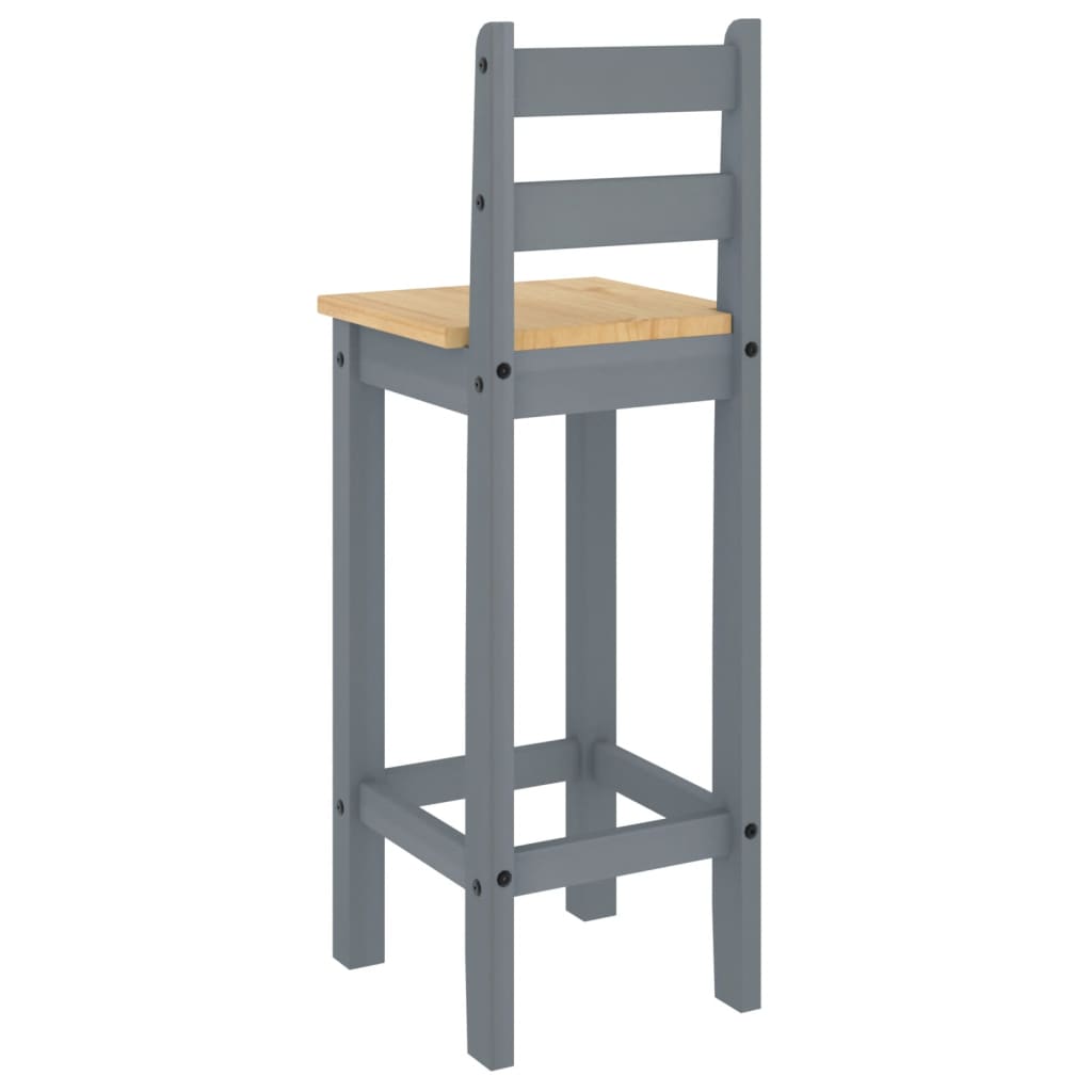 Bar Chairs 2 pcs Grey Solid Wood Pine