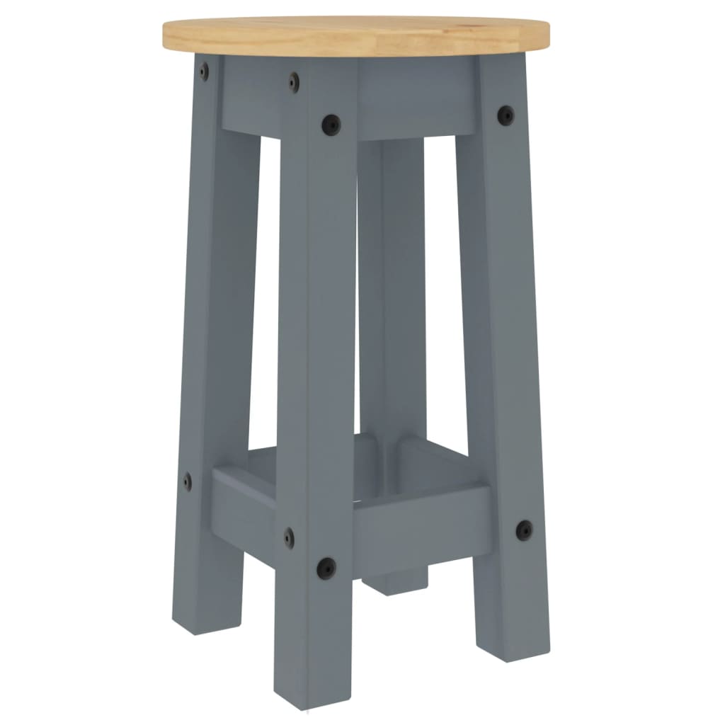 Bar Stools 2 pcs Grey Solid Wood Pine