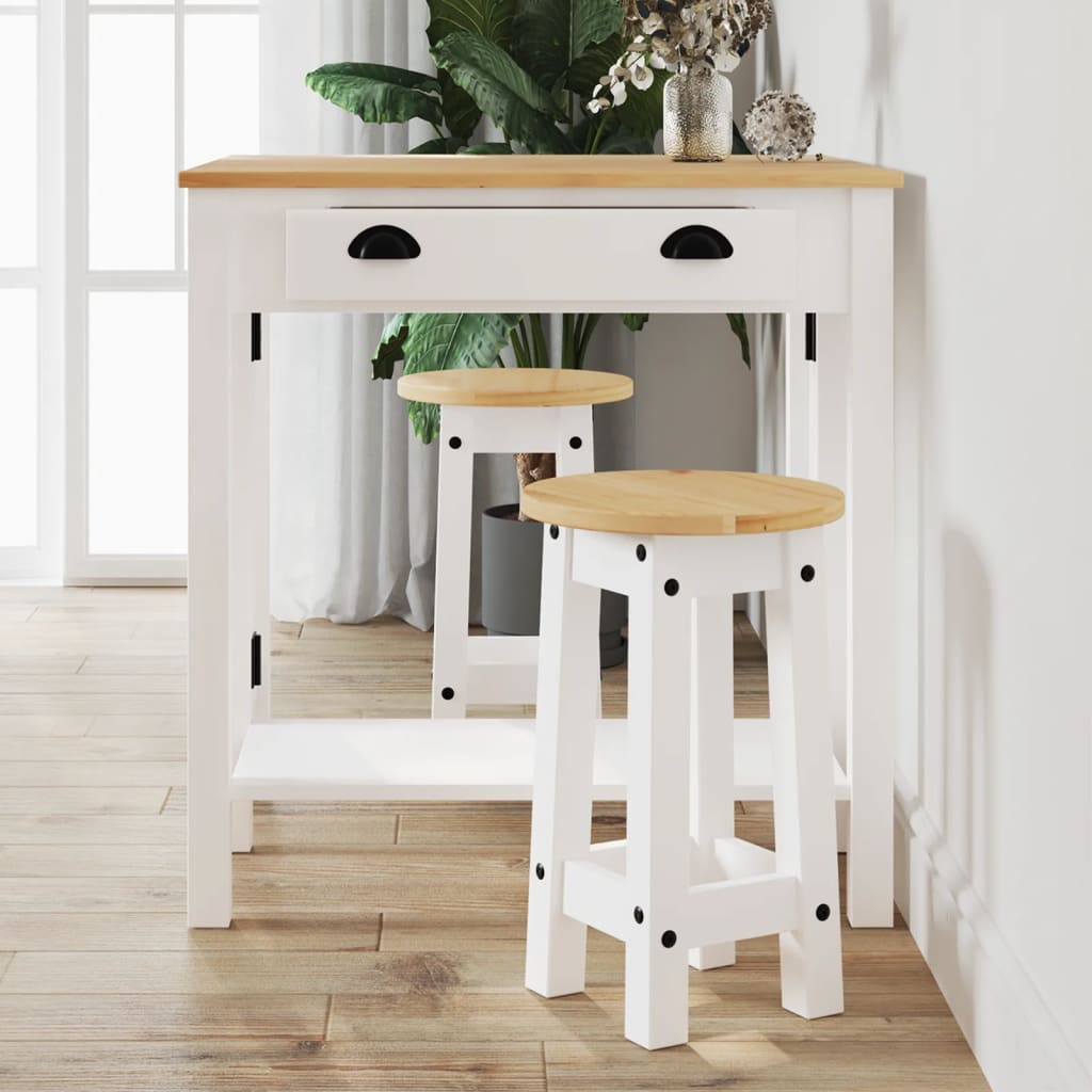 Bar Stools 2 pcs White Solid Wood Pine