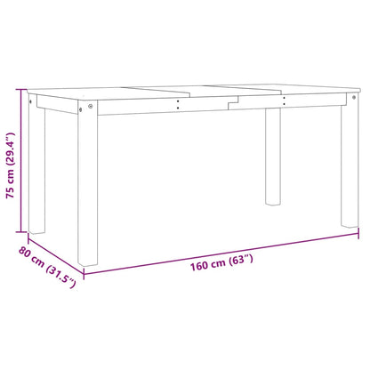 Dining Table Panama White 160x80x75 cm Solid Wood Pine