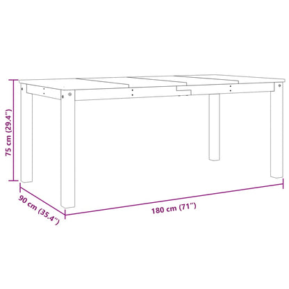 Dining Table Panama Grey 180x90x75 cm Solid Wood Pine