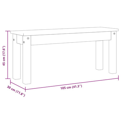 Dining Bench Panama White 105x30x45 cm Solid Wood Pine