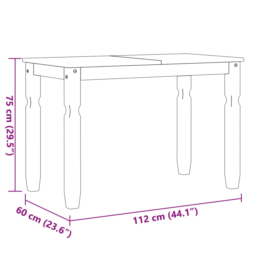 Dining Table Corona Grey 112x60x75 cm Solid Wood Pine