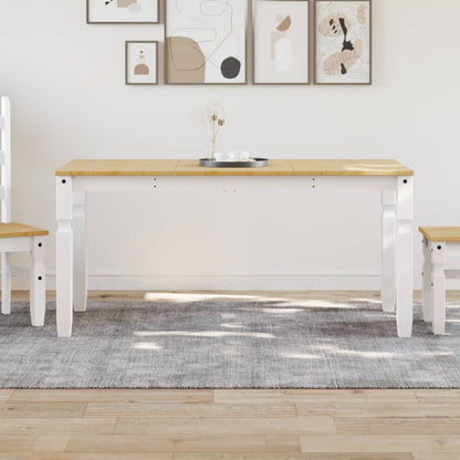 Dining Table Corona White 160x80x75 cm Solid Wood Pine