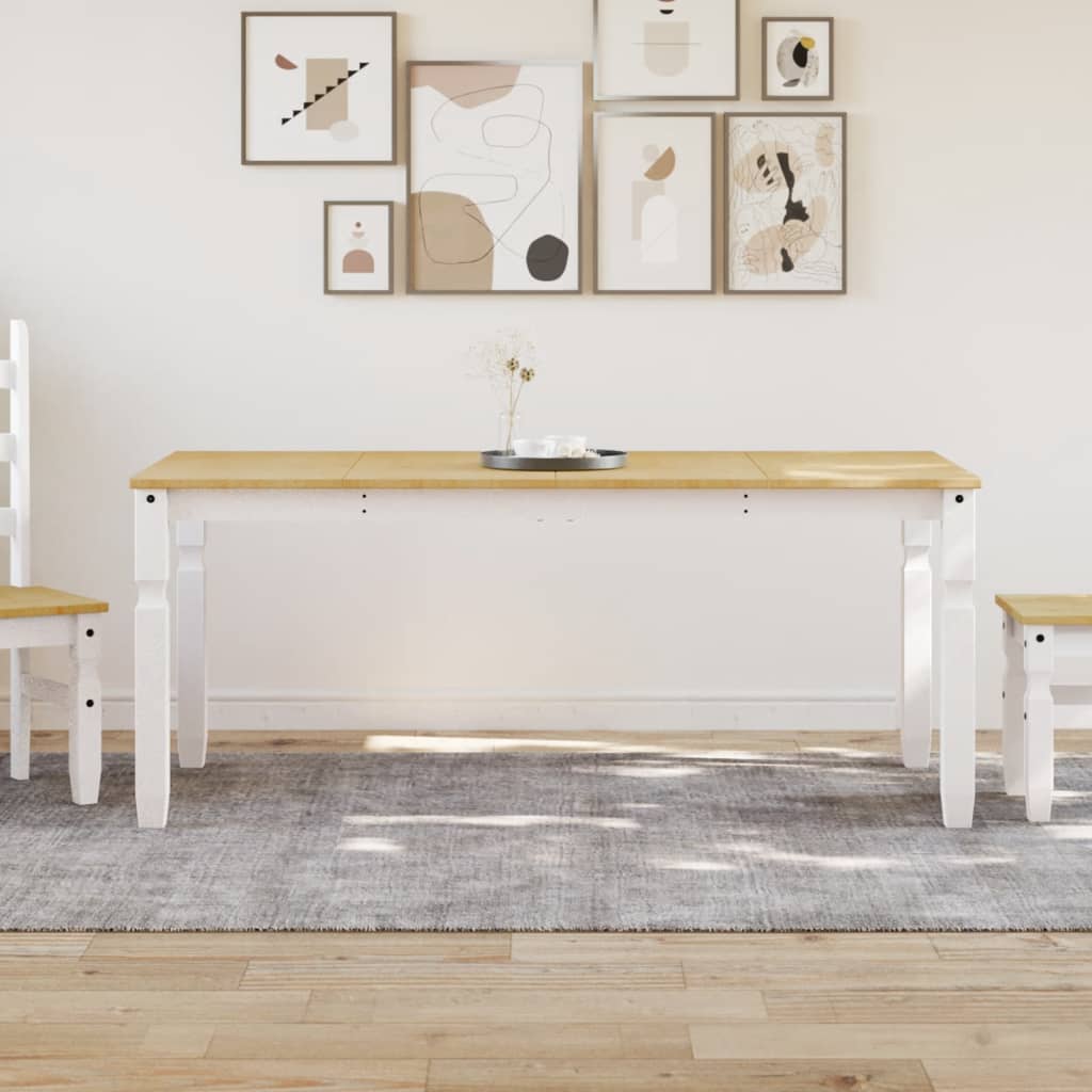 Dining Table Corona White 180x90x75 cm Solid Wood Pine