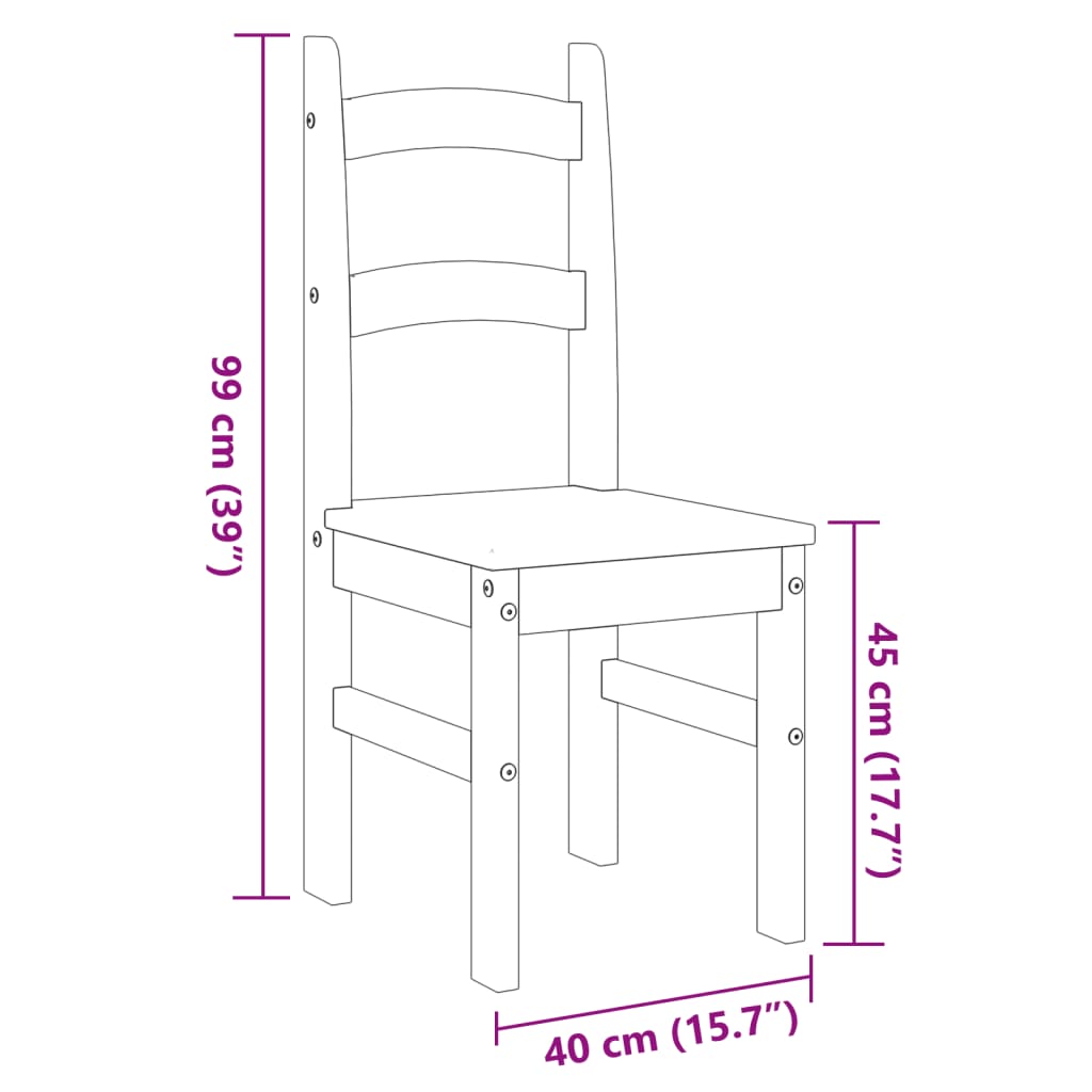 Dining Chairs 2 pcs Grey 40x46x99 cm Solid Wood Pine