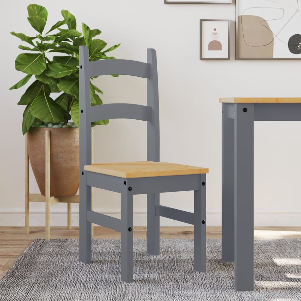 Dining Chairs 2 pcs Grey 40x46x99 cm Solid Wood Pine