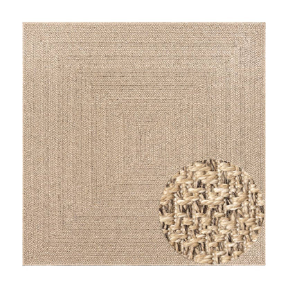 Rug ZIZUR 200x200 cm Jute Look Indoor and Outdoor