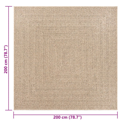 Rug ZIZUR 200x200 cm Jute Look Indoor and Outdoor