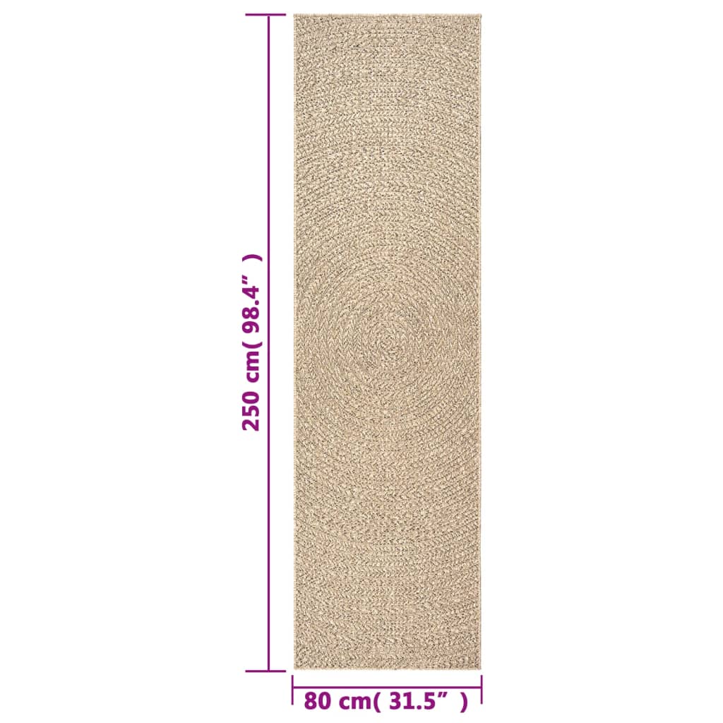 Rug ZIZUR 80x250 cm Jute Look Indoor and Outdoor