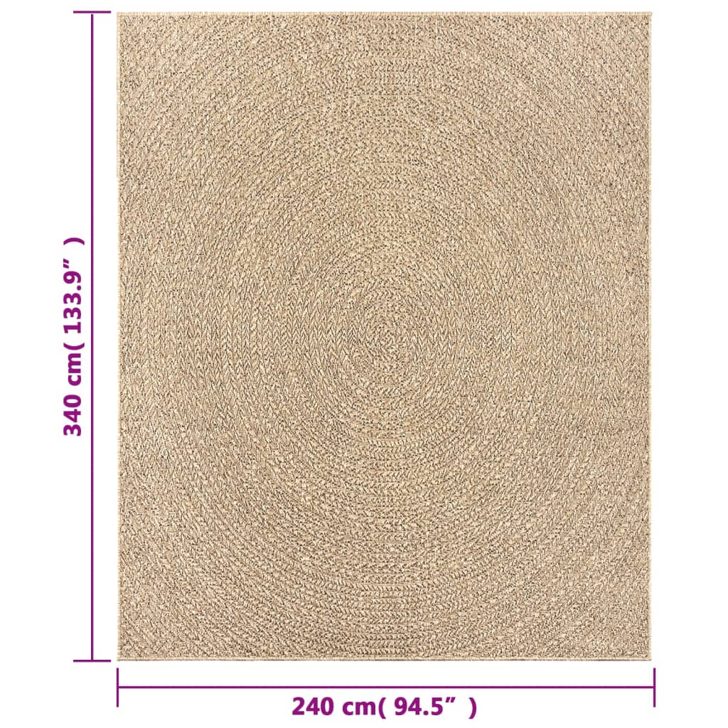 Rug ZIZUR 240x340 cm Jute Look Indoor and Outdoor