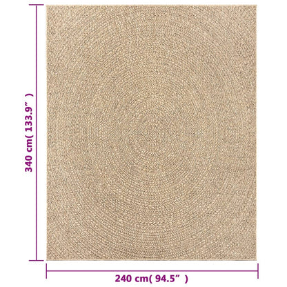 Rug ZIZUR 240x340 cm Jute Look Indoor and Outdoor