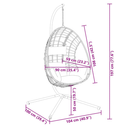 Hanging Egg Chair with Stand Anthracite Rattan and Steel