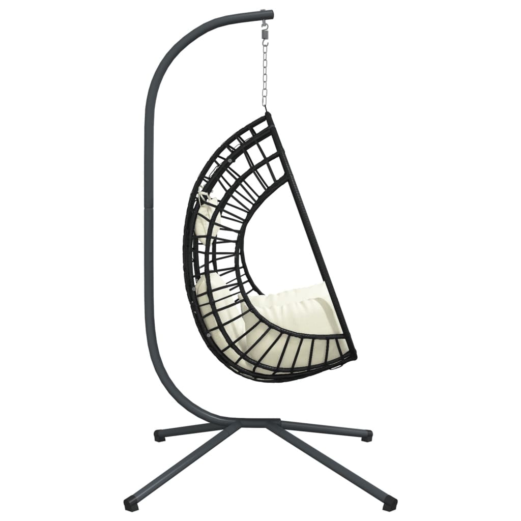 Hanging Egg Chair with Stand Beige Rattan and Steel