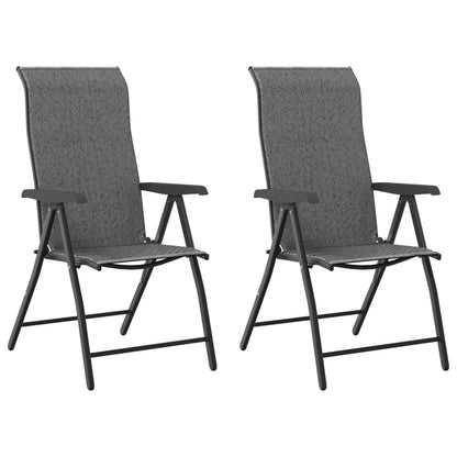 Folding Garden Chairs 2 pcs Grey Poly Rattan