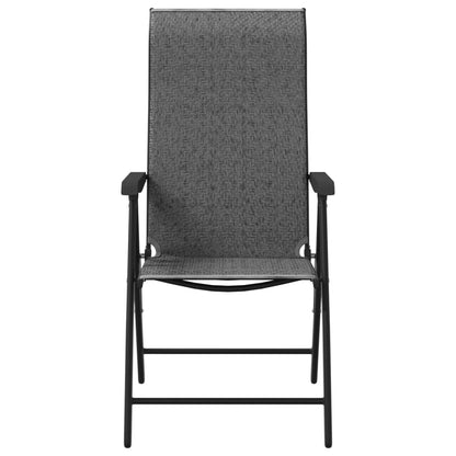 Folding Garden Chairs 2 pcs Grey Poly Rattan
