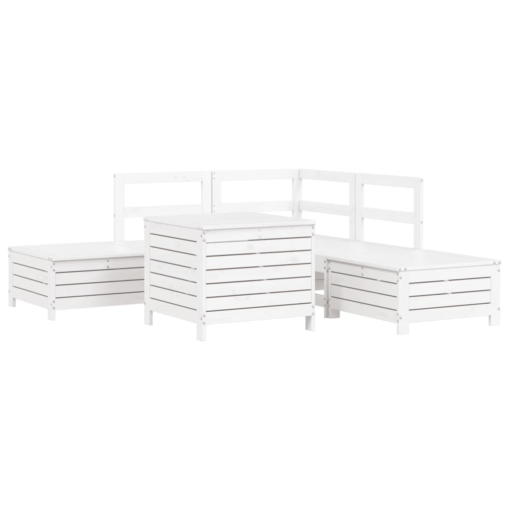 6 Piece Garden Sofa Set White Solid Wood Pine