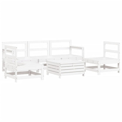 6 Piece Garden Sofa Set White Solid Wood Pine