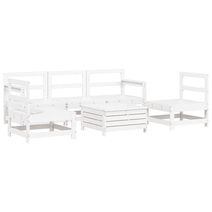 6 Piece Garden Sofa Set White Solid Wood Pine