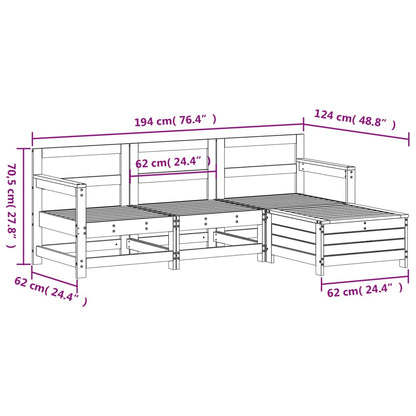 4 Piece Garden Sofa Set Solid Wood Douglas Fir