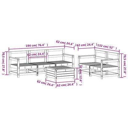 6 Piece Garden Sofa Set White Solid Wood Pine