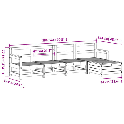 5 Piece Garden Sofa Set Solid Wood Pine