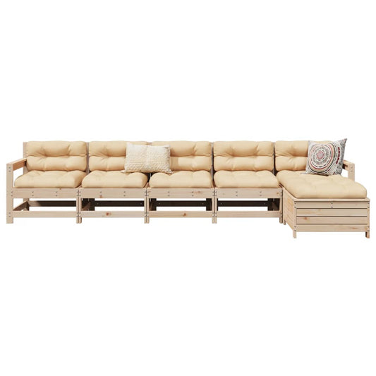 6 Piece Garden Sofa Set Solid Wood Pine