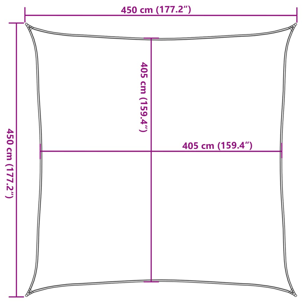 Sunshade Sail 160 g/m² Square Light Grey 4.5x4.5 m HDPE