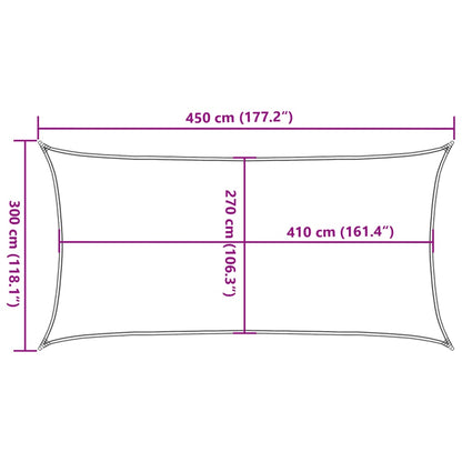 Sunshade Sail 160 g/m² Rectangular Light Grey 3x4.5 m HDPE