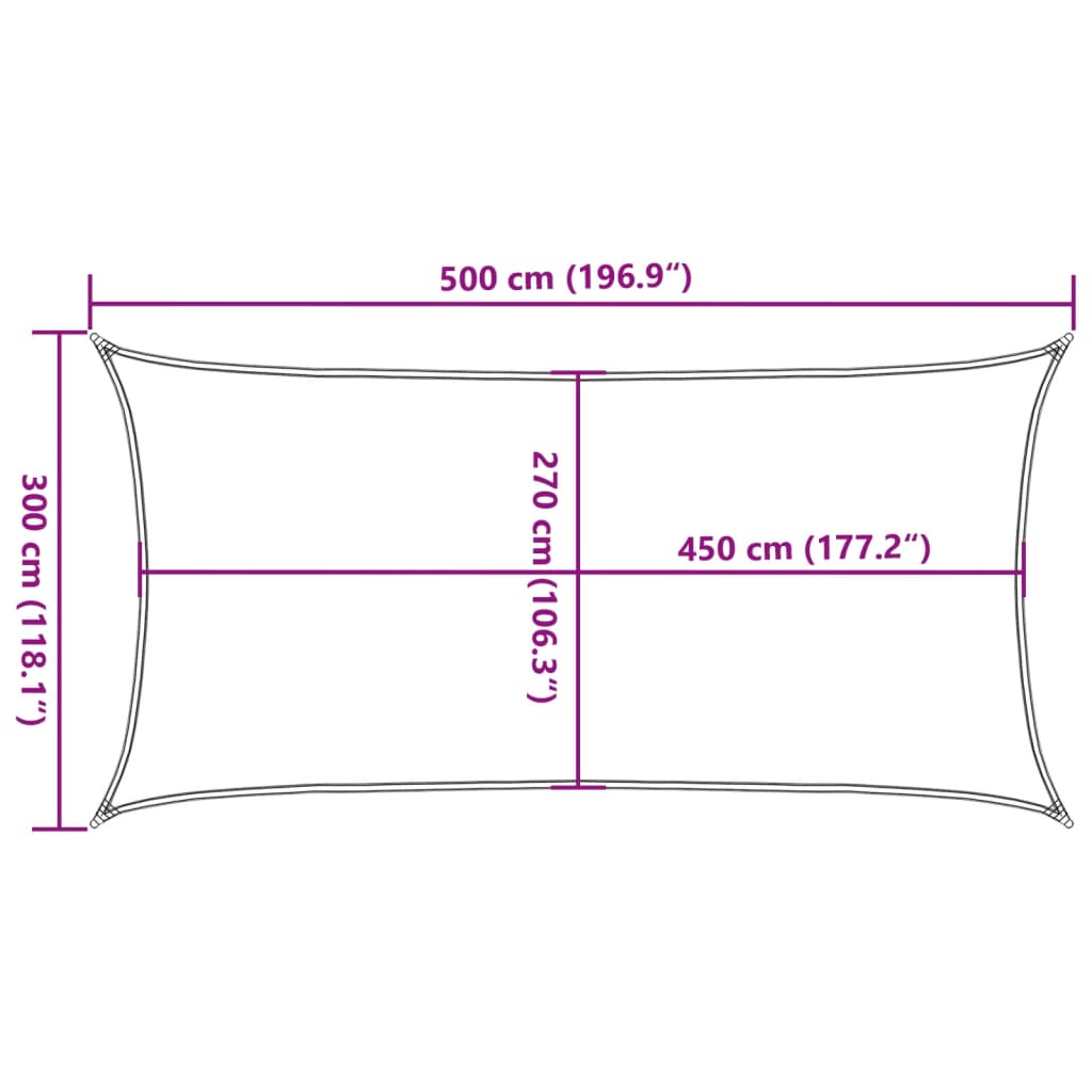 Sunshade Sail 160 g/m² Rectangular Light Grey 3x5 m HDPE