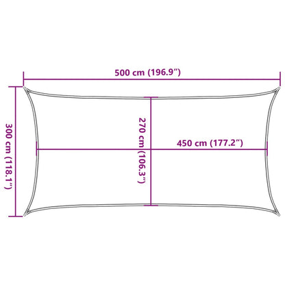 Sunshade Sail 160 g/m² Rectangular Light Grey 3x5 m HDPE