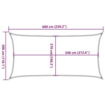 Sunshade Sail 160 g/m² Rectangular Light Grey 3x6 m HDPE