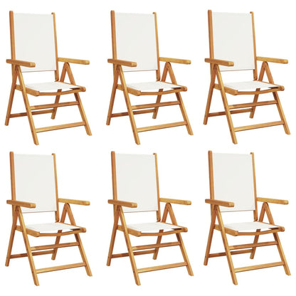 Reclining Garden Chairs 6 pcs Cream White Fabric and Solid Wood