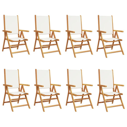 Reclining Garden Chairs 8 pcs Cream White Fabric and Solid Wood