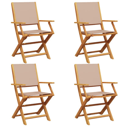 Folding Garden Chairs 4 pcs Taupe Fabric and Solid Wood