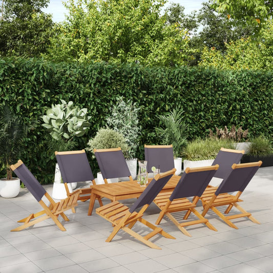 Folding Garden Chairs 8 pcs Anthracite Fabric and Solid Wood