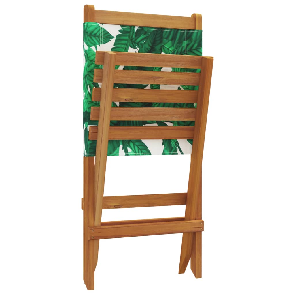 Folding Garden Chairs 4 pcs Green Fabric and Solid Wood