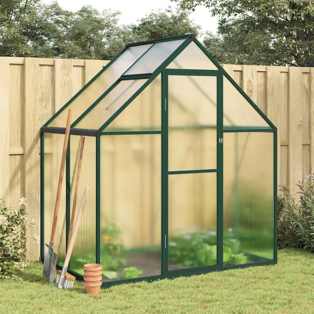 Greenhouse with Base Frame Green 169x114x195 cm Aluminium