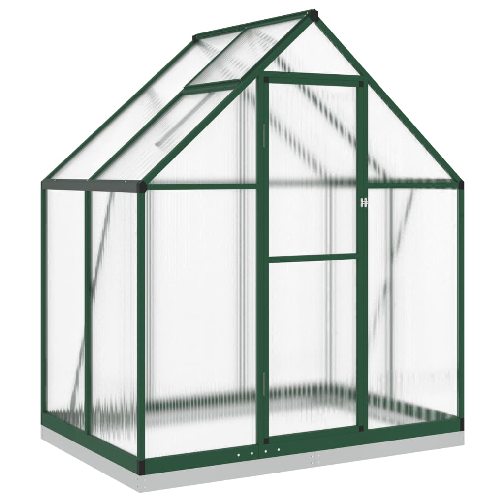 Greenhouse with Base Frame Green 169x114x202 cm Aluminium