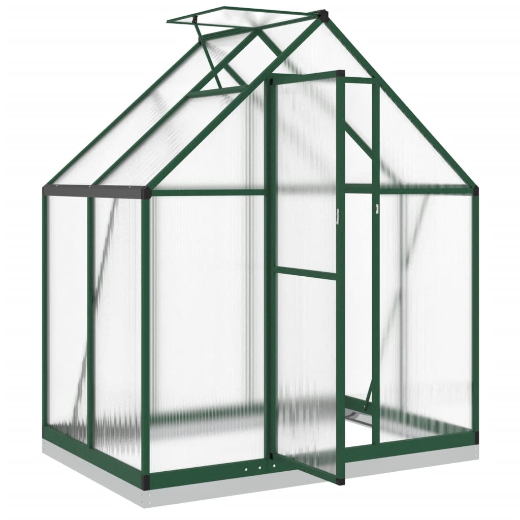 Greenhouse with Base Frame Green 169x114x202 cm Aluminium