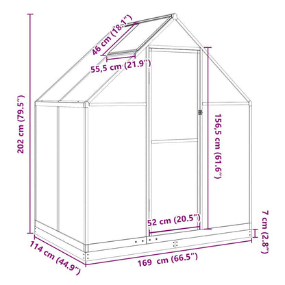 Greenhouse with Base Frame Anthracite 169x114x202 cm Aluminium