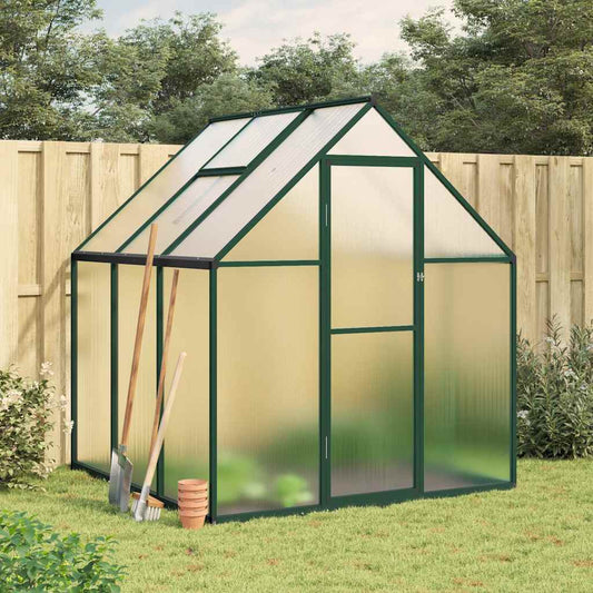 Greenhouse with Base Frame Green 169x169x195 cm Aluminium