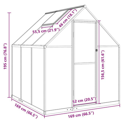 Greenhouse with Base Frame Anthracite 169x169x195 cm Aluminium