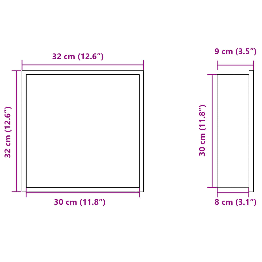 Shower Niche Brushed Silver 32x32x9 cm Stainless Steel