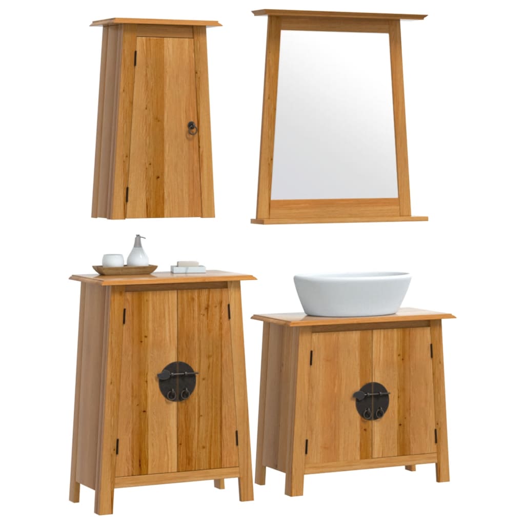 4 Piece Bathroom Furniture Set Solid Wood Pine
