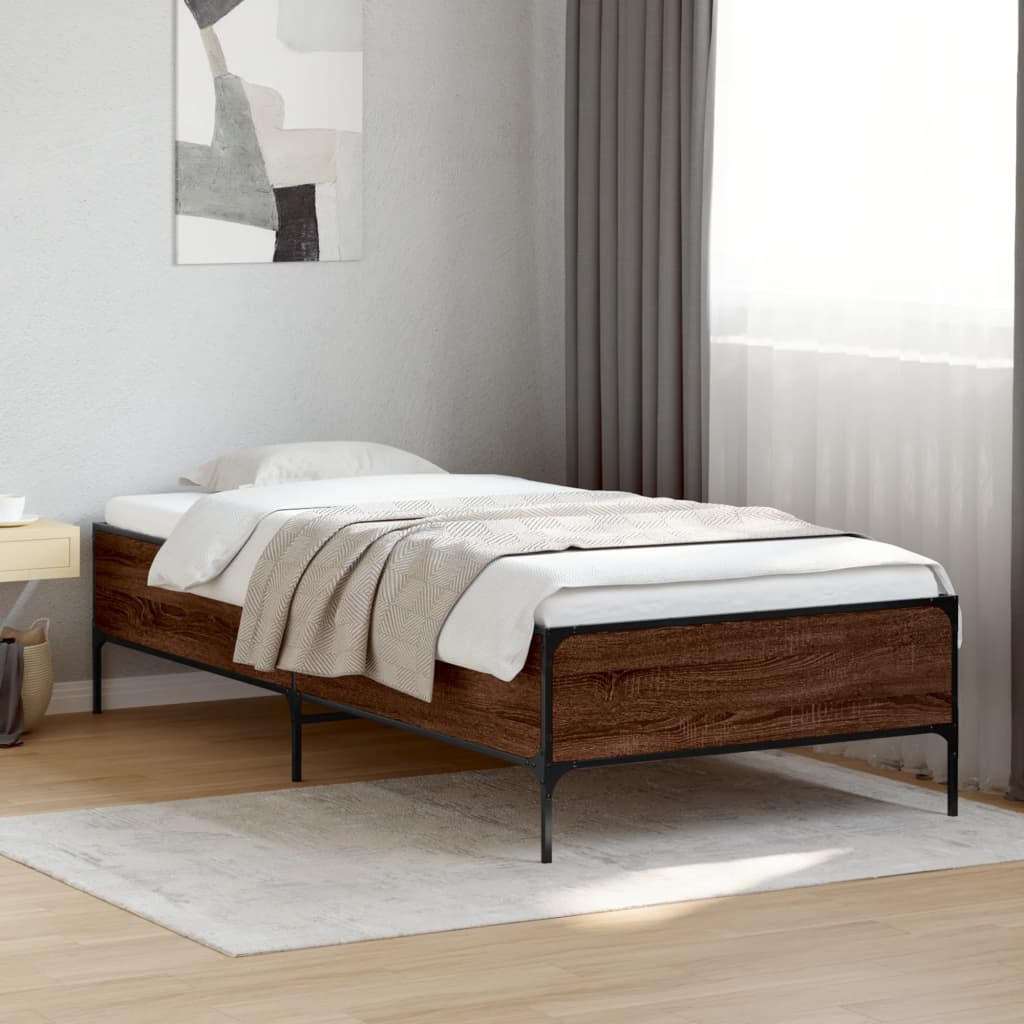 Bed Frame without Mattress Brown Oak 90x200 cm