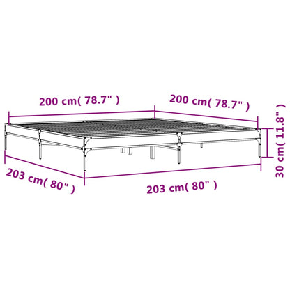 Bed Frame without Mattress Grey Sonoma 200x200 cm