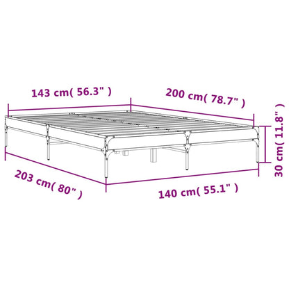 Bed Frame without Mattress Brown Oak 140x200 cm