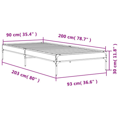 Bed Frame without Mattress Brown Oak 90x200 cm